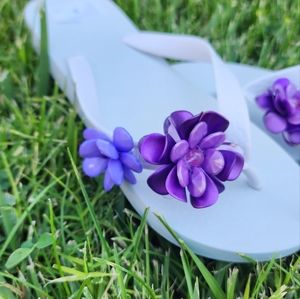 Hand beaded Ipanema flip flops Lavender purple